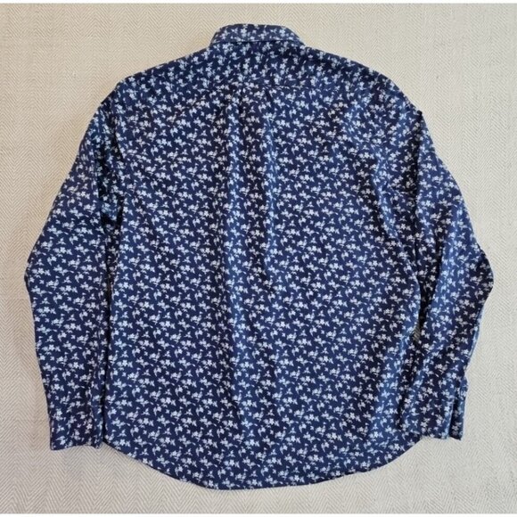 J. Crew Long Sleeve Button-Down Shirt Men's Large Blue Floral Classic Stretch - Picture 10 of 14